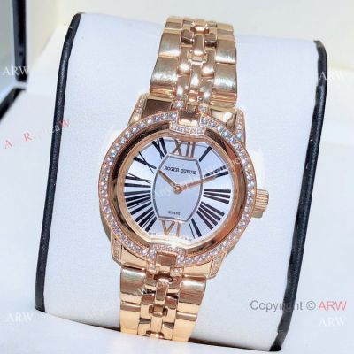 Copy Roger Dubuis Velvet Women Watches Silver Dial Yellow Gold